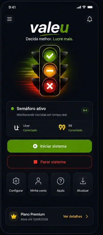 Tela principal do aplicativo Valeu